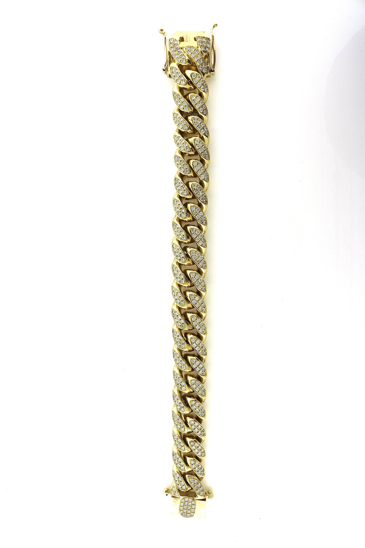 14K Yellow Gold 10.20CTW 202.2 Grams Cuban Diamond Bracelet