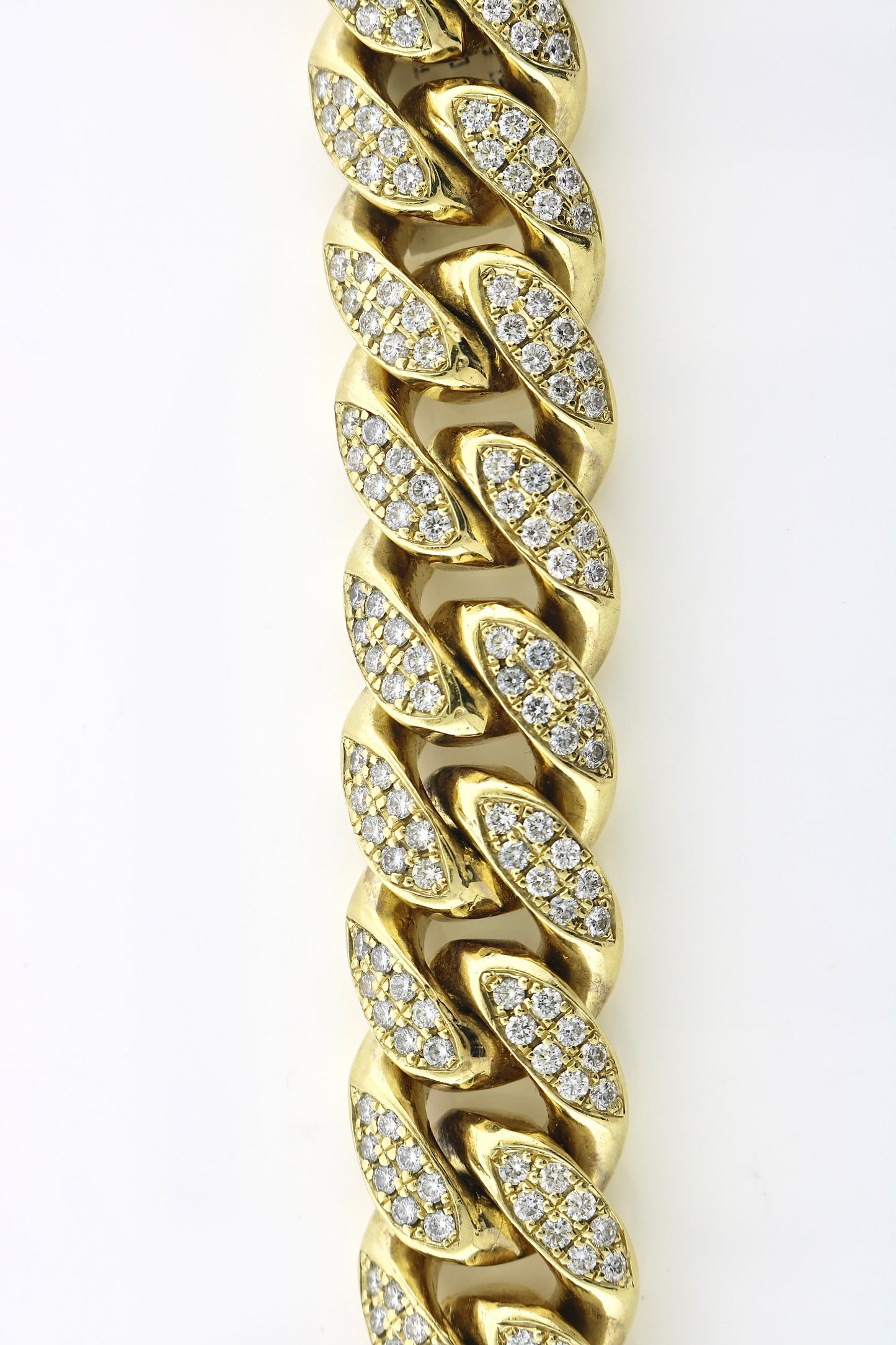 14K Yellow Gold 10.20CTW 202.2 Grams Cuban Diamond Bracelet