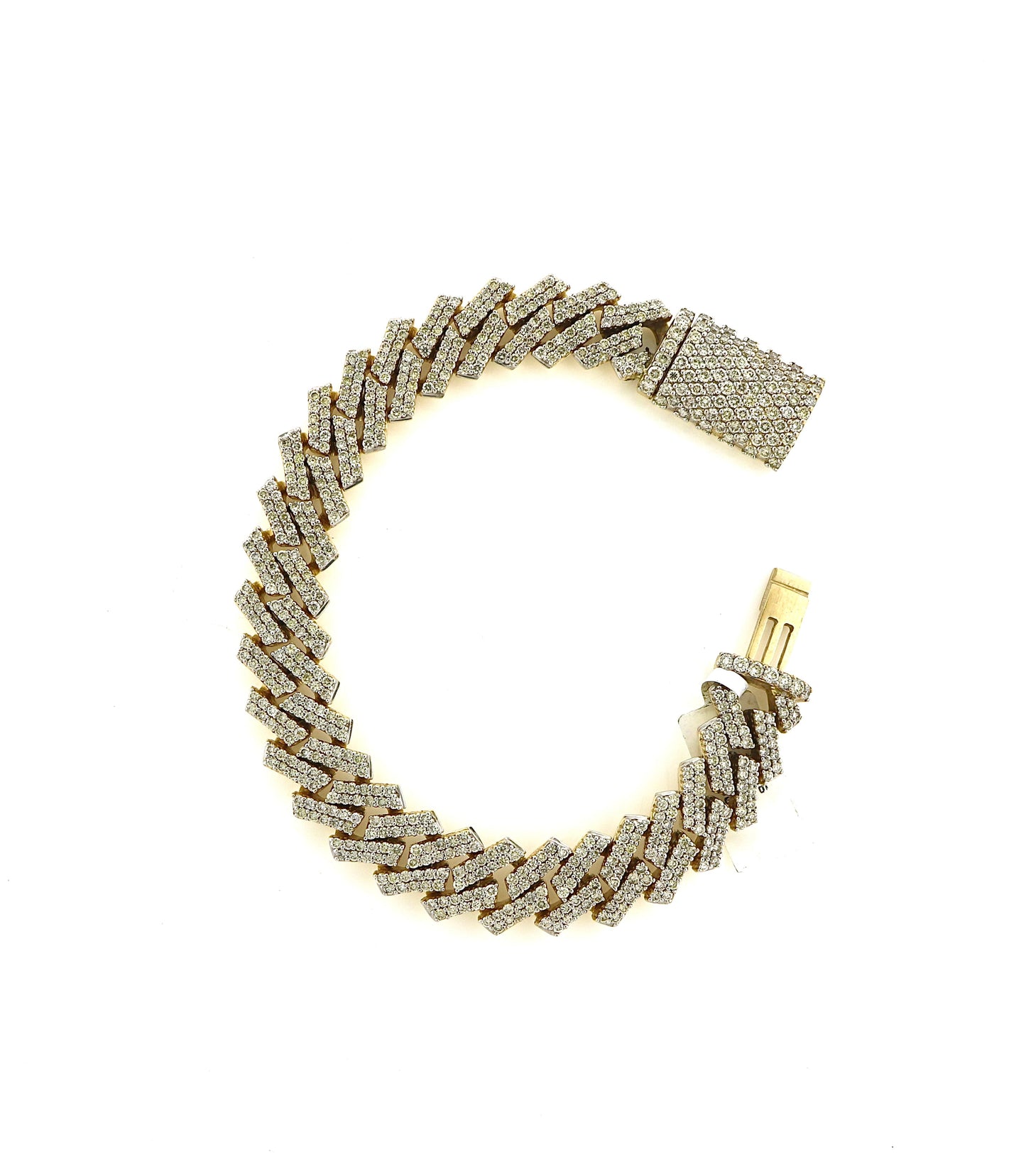 10K Yellow Gold 11.60CTW Diamond Square Cuban Bracelet