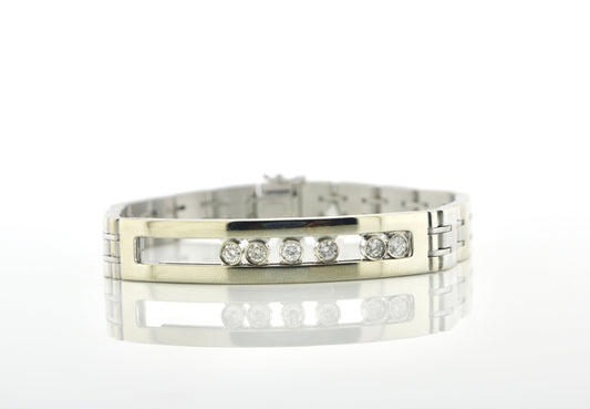 14K White Gold 0.80CTW RDS ID Disco Bracelet