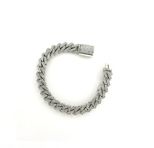 10K White Gold 10MM 9.5CT Diamond 48.6 Grams Bracelet