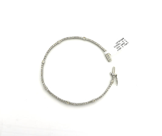 14K White Gold 2.45CT Diamond 5.3 Grams 7.5" Tennis Bracelet