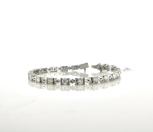 14K White Gold 6.25CT 20.7 Grams Link Diamond Bracelet