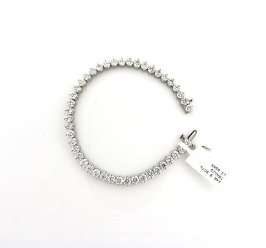 14K White Gold 9.5CTW 13.6 Grams Tennis Bracelet