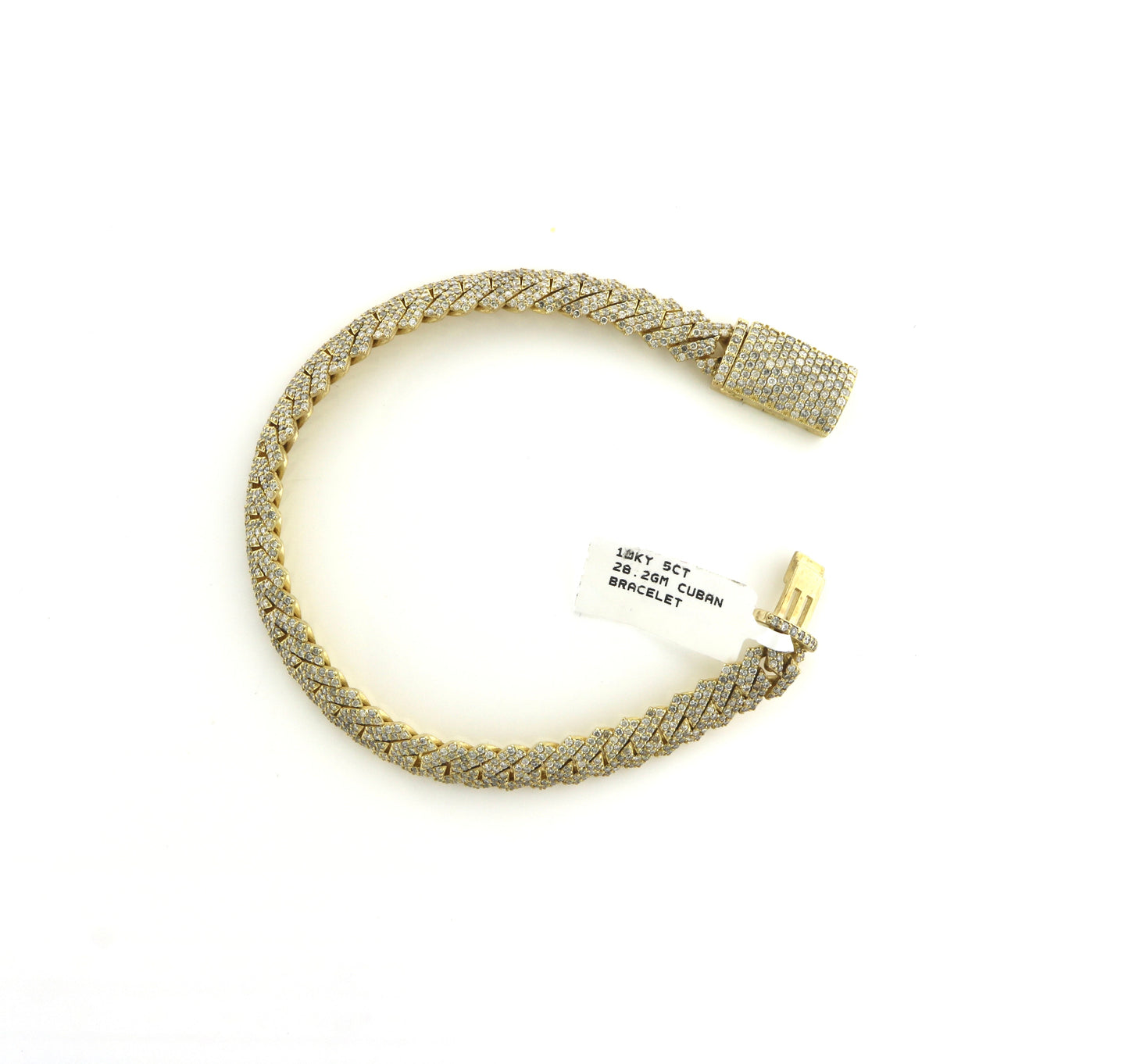 10K Yellow Gold 5CT 28.2 Grams Diamond Cuban Bracelet