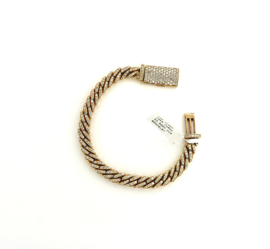 10K Rose Gold 33.9 Grams 14K Clasp Diamond Cuban Bracelet