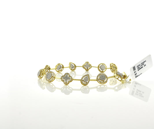 10K Yellow Gold 2CT 7" Halo Diamond Bracelet