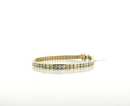 14K Yellow Gold 6.5CT 54RD Diamonds 8" 20.3 Grams Diamond Cuban Bracelet