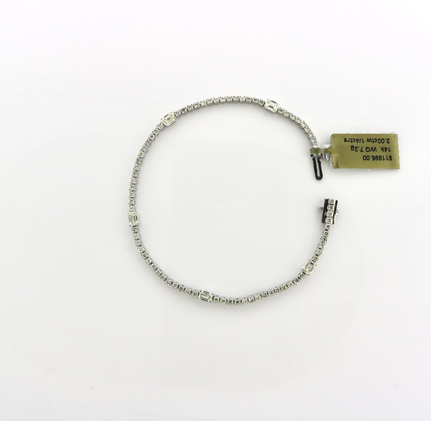 14K White Gold 3CT Diamond 7.2 Grams Bracelet