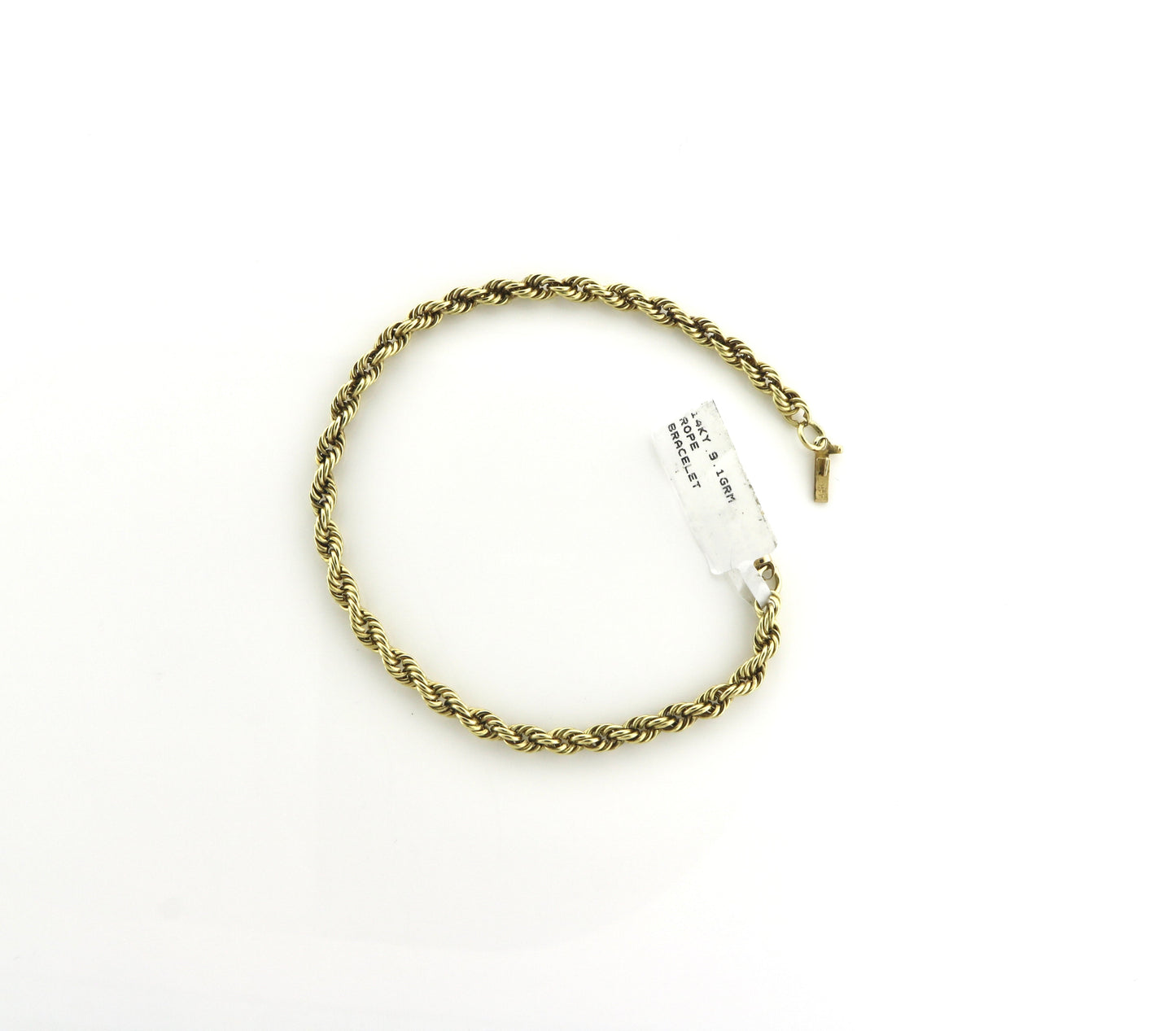 14K Yellow Gold 9.1 Grams Rope Bracelet