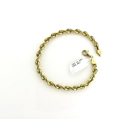 14 Yellow Gold 22.3 Grams Rope Bracelet