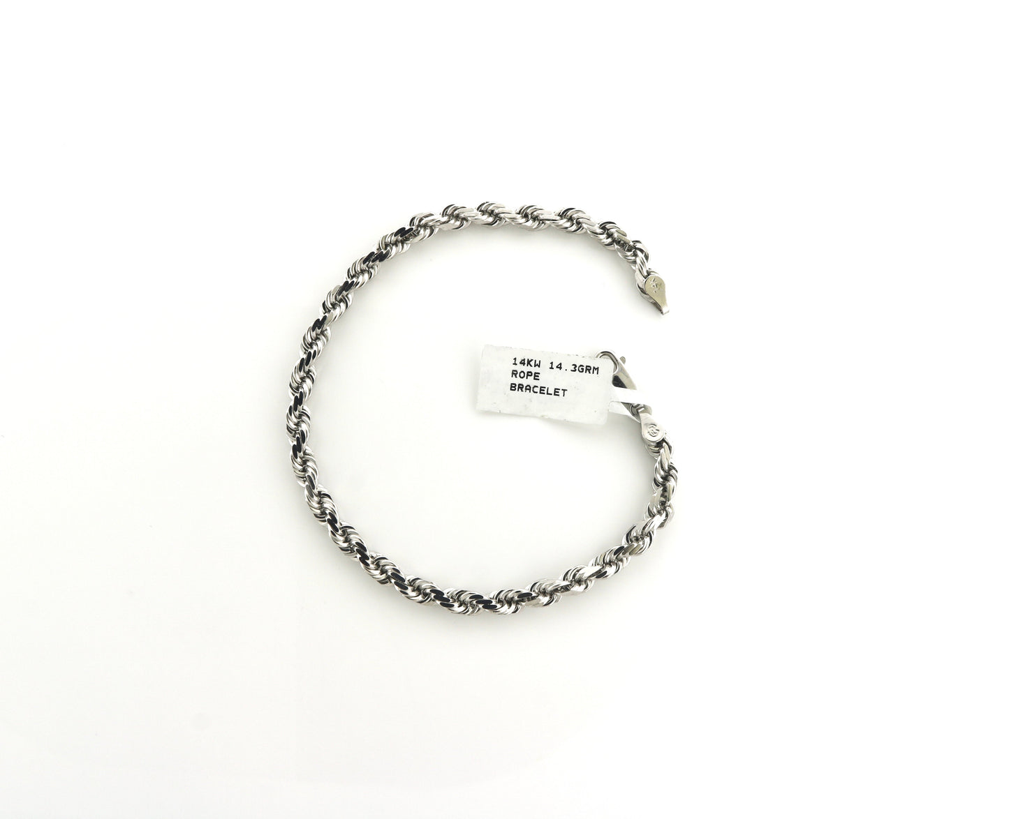 14K White Gold 14.3 Grams Rope Bracelet