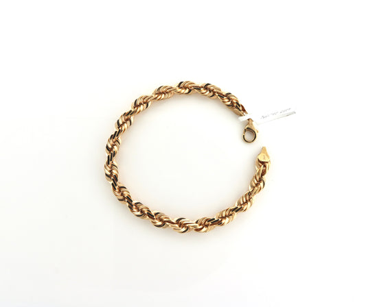 14K Rose Gold 34.1 Grams Rope Bracelet