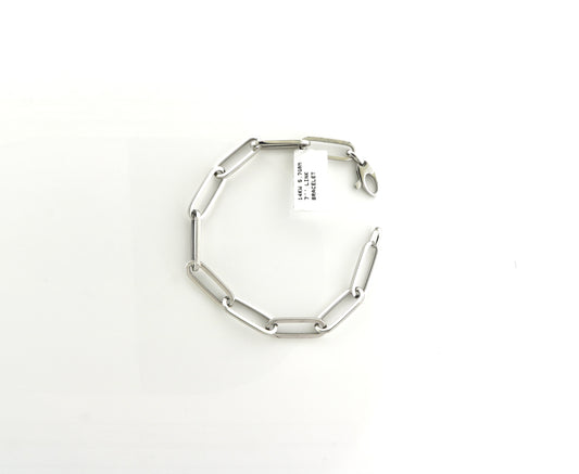 14K White Gold 5.7 Grams 7" Link Bracelet