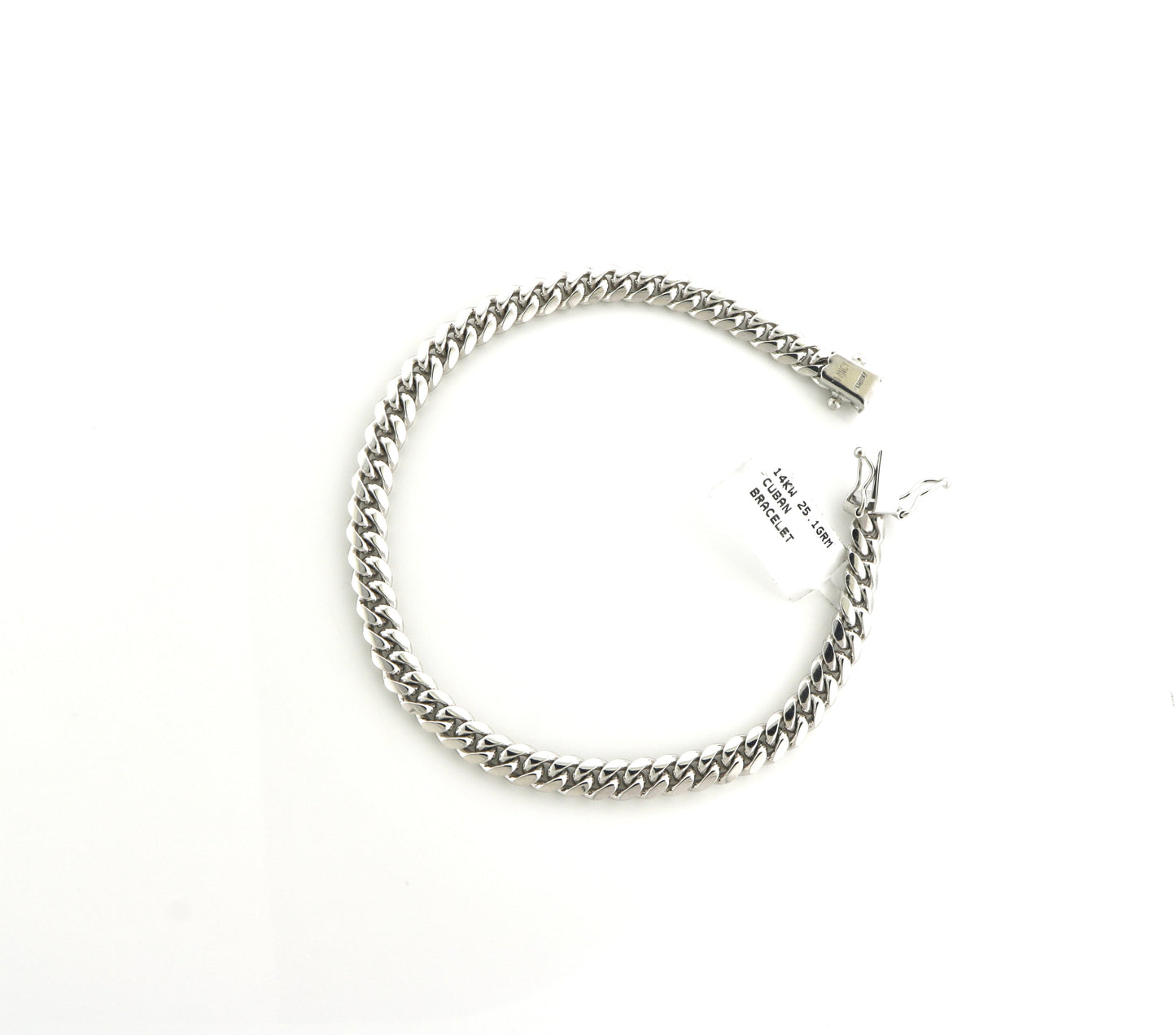 14K White Gold 25.1 Grams Cuban Bracelet