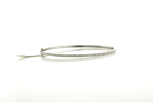 14K White Gold 1CTW RND Bangle Bracelet