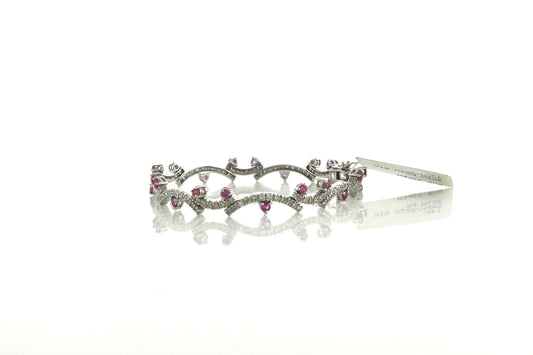 14K White Gold 2CTW Pink Saphire/2CTW Diamond Bracelet