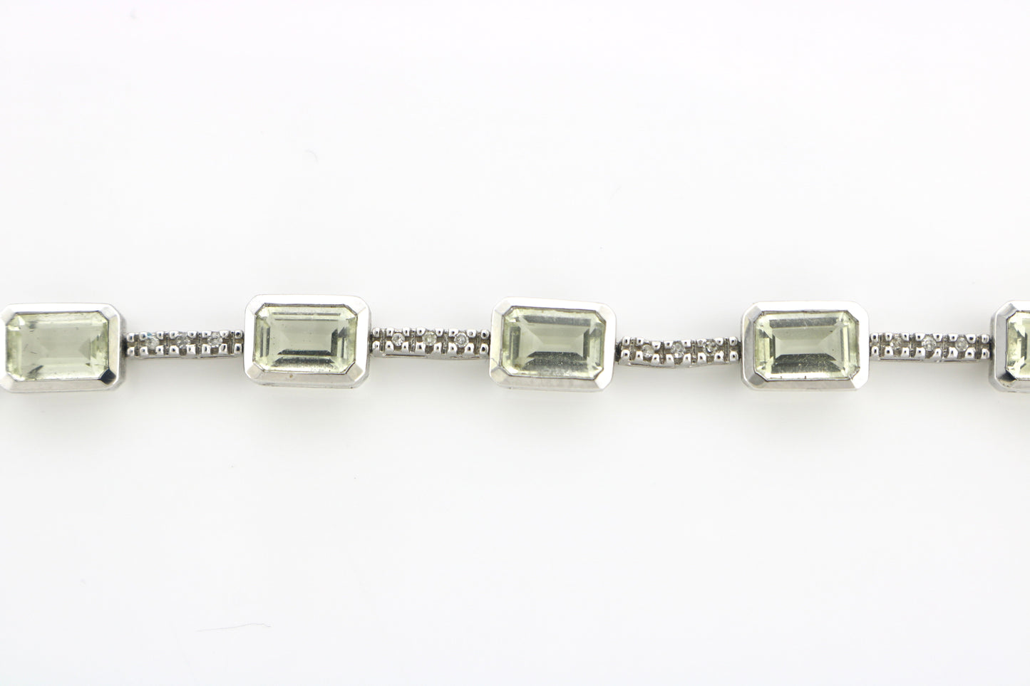 14K White Gold 0.11/6.59 Diamond/Lime/QTZ Bracelet