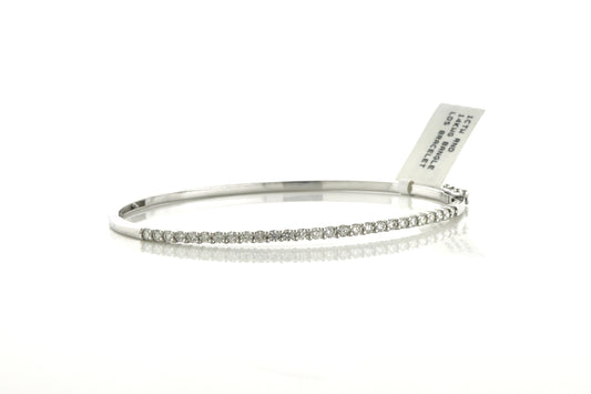 14K White Gold 1CTW RND LDS Bangle Bracelet