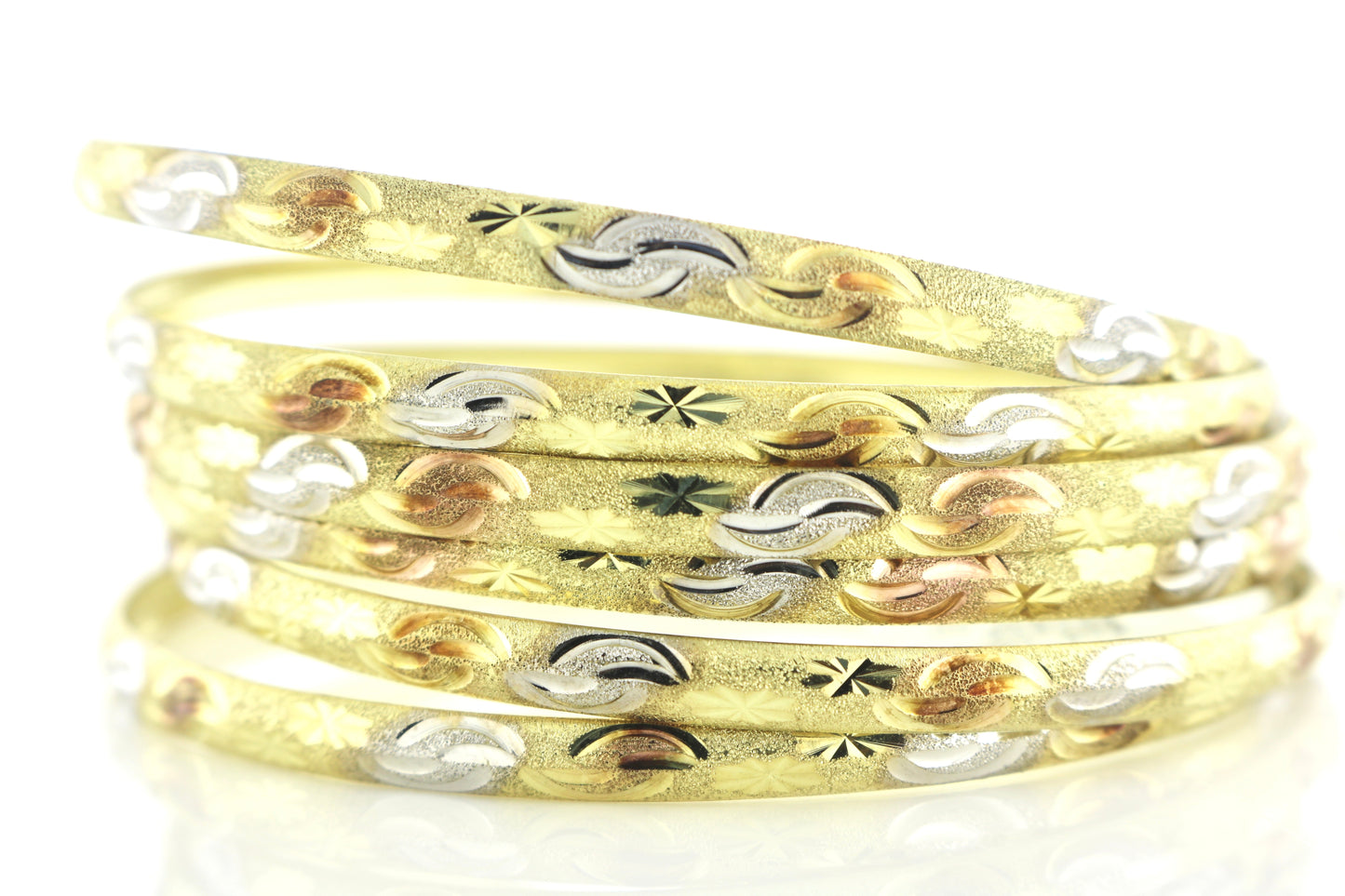 10K Tri 19.2 Grams 6 Pieces Bangles