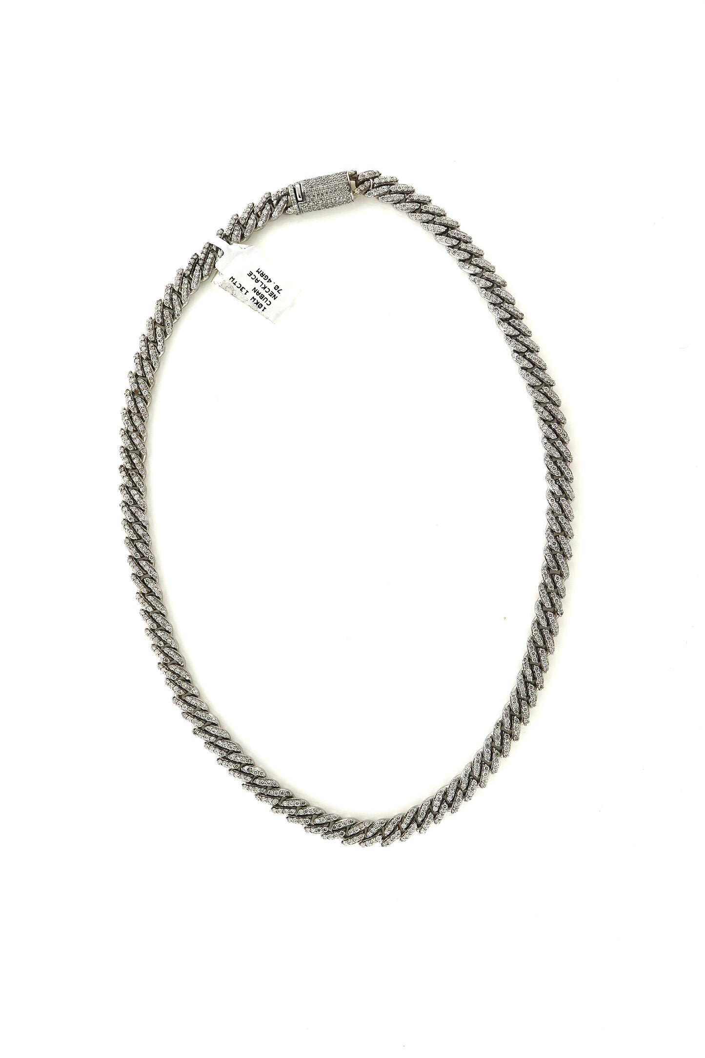 10K White Gold 13CTW 70.4 Grams Cuban Necklace