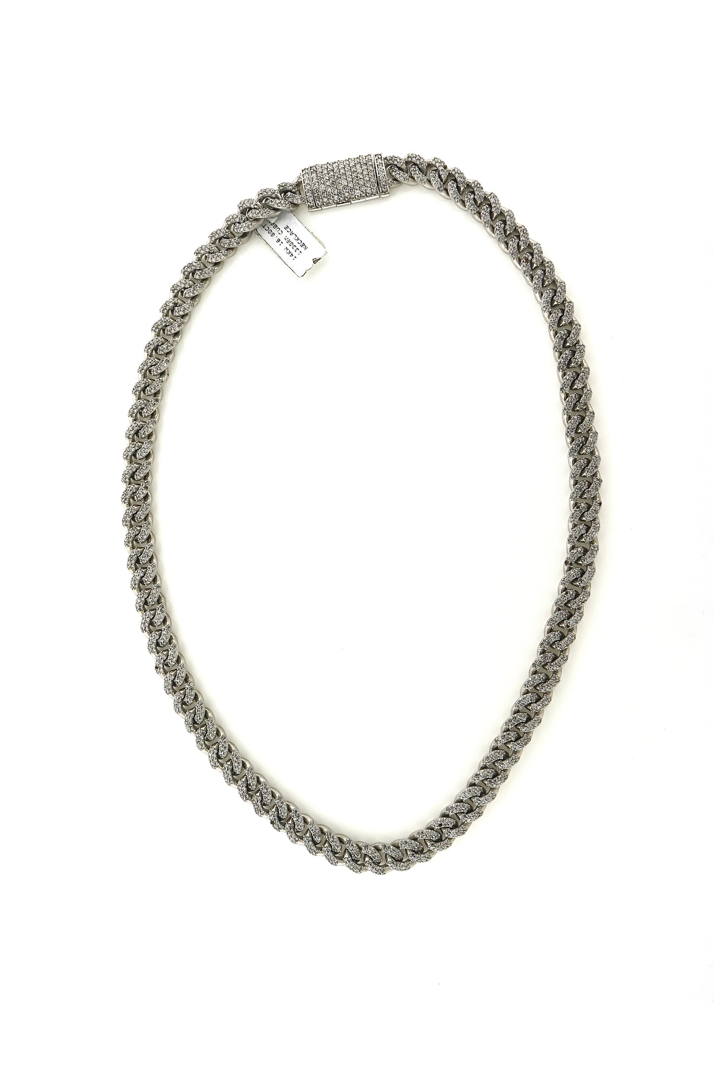 14K White Gold 16.80CT 133 Grams Cuban Necklace