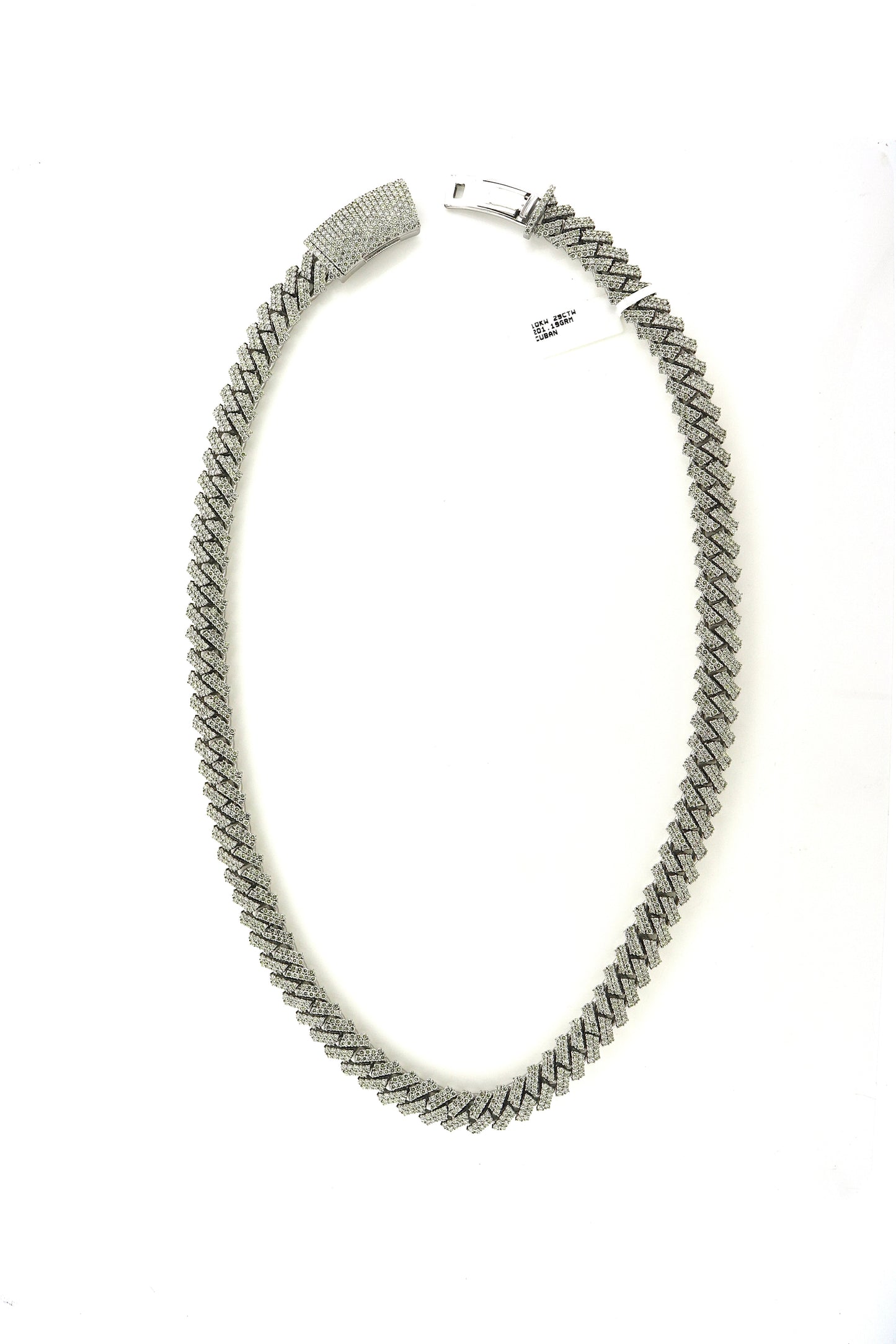 10K White Gold 29CTW Diamond 201.19 Grams Cuban Necklace