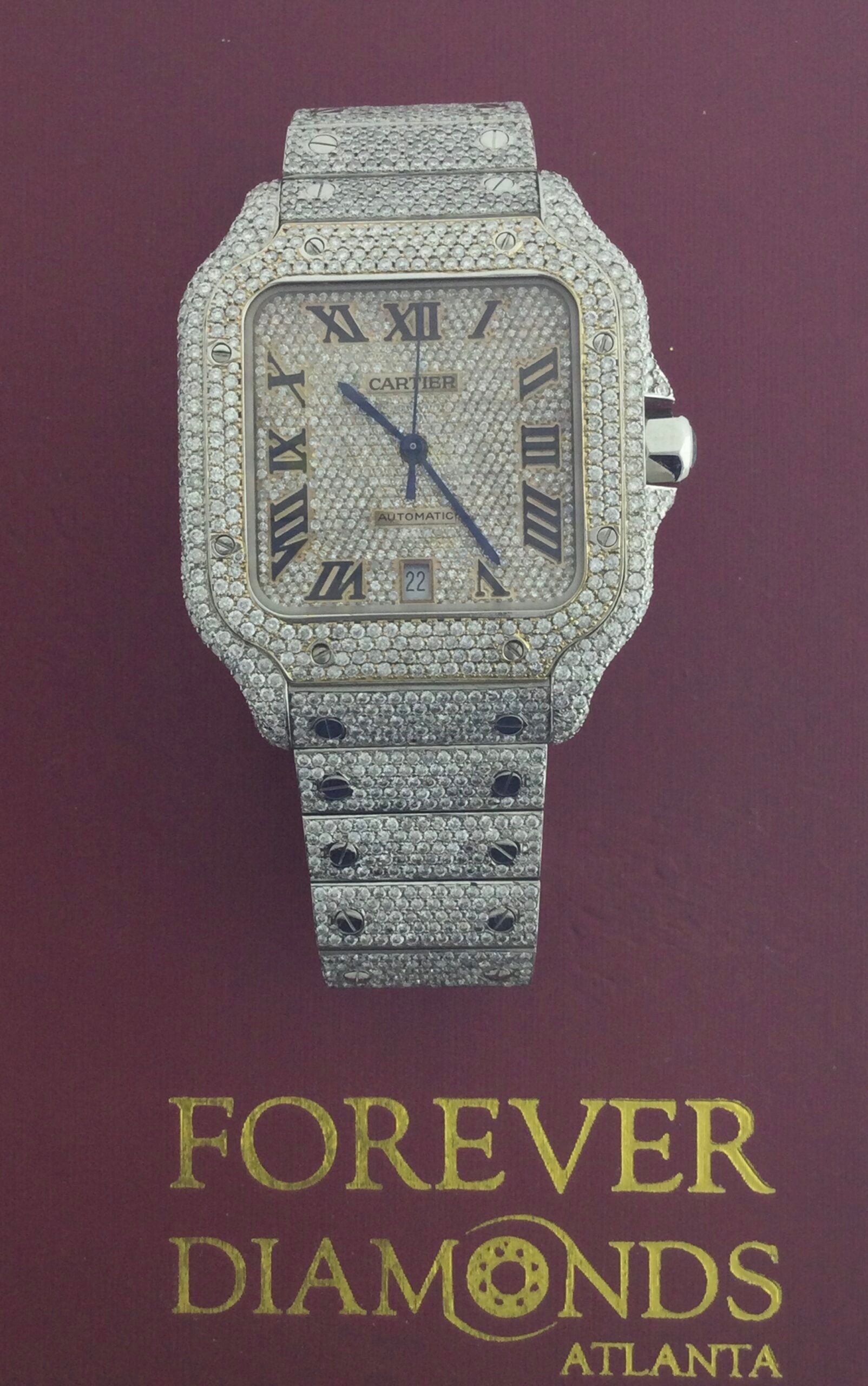 Cartier 40MM Staineless Steel All Diamonds Forever Diamonds Atlanta