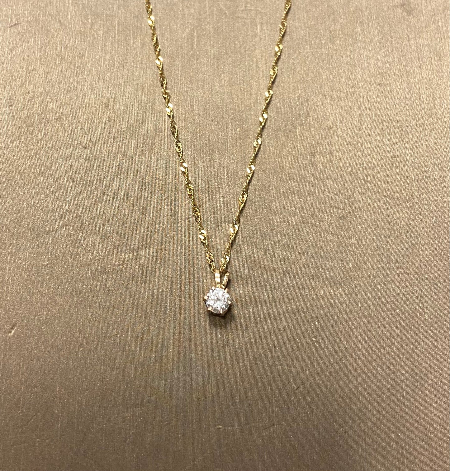 14K Yellow Gold 0.35CT Diamond Pendant With Chain